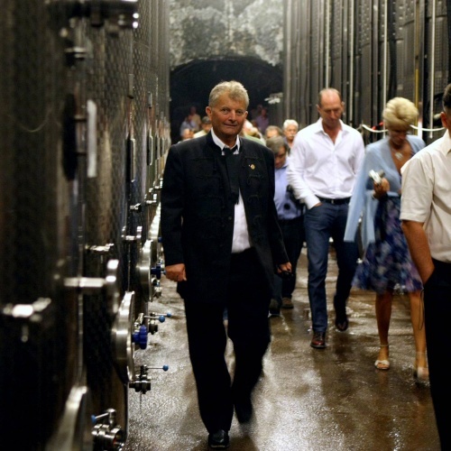 Walking in the cellar with guests